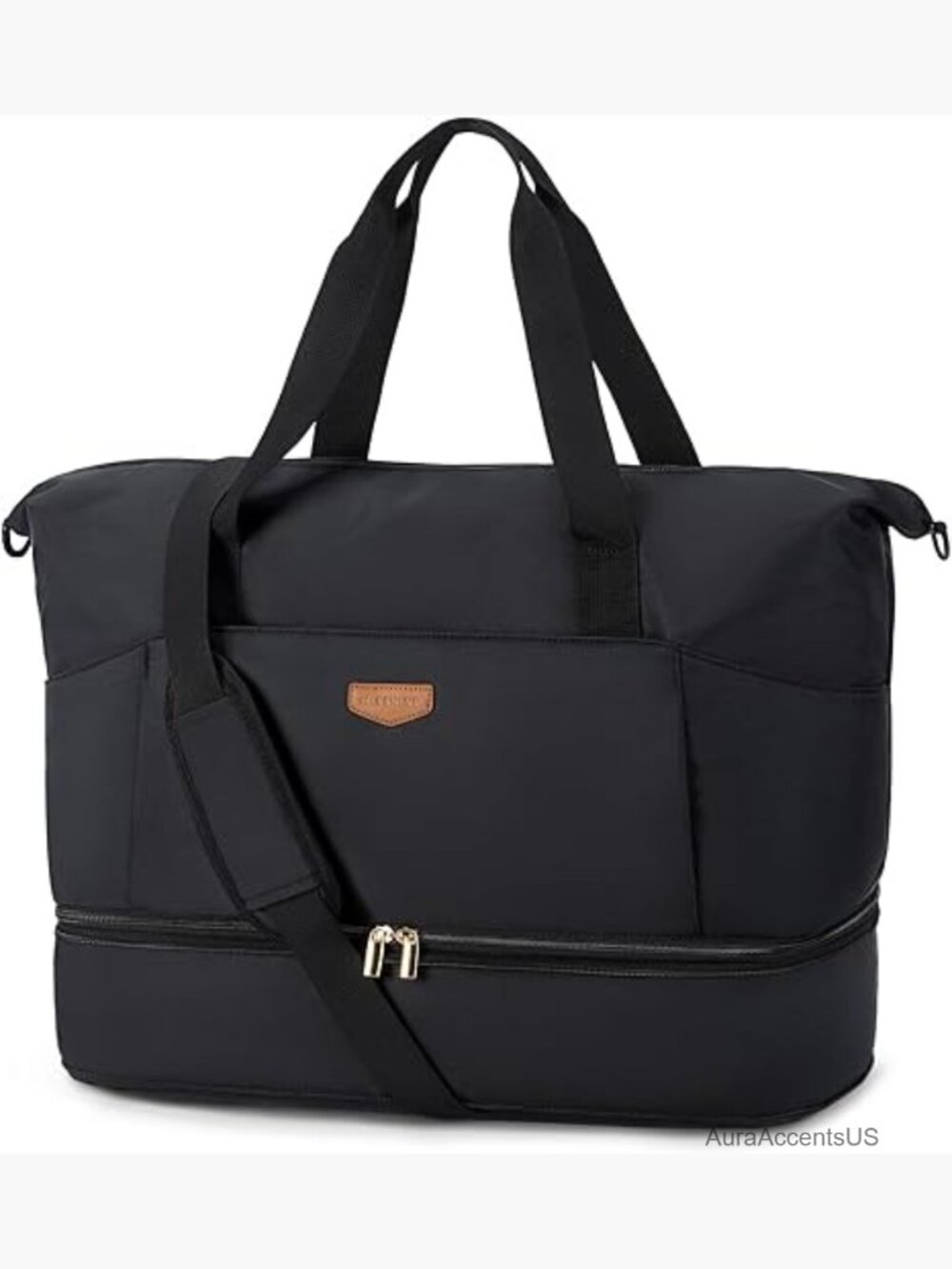 Foldable Weekender Travel Duffel With Shoe Compartment, 50l Carry On Bag